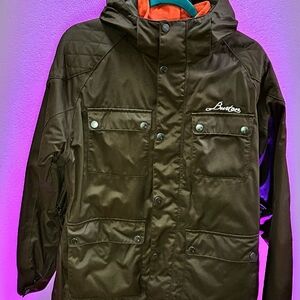 Burton Ski Jacket Brown and Orange Hooded Water-Resistant